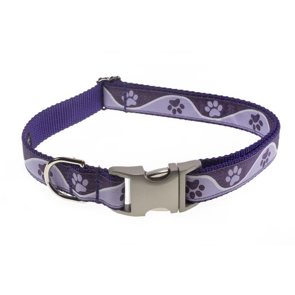 Sassy Dog Wear Paw Waves Purple Dog Collar Adjusts 13-20 in. Medium PAW WAVE PURPLE3-C